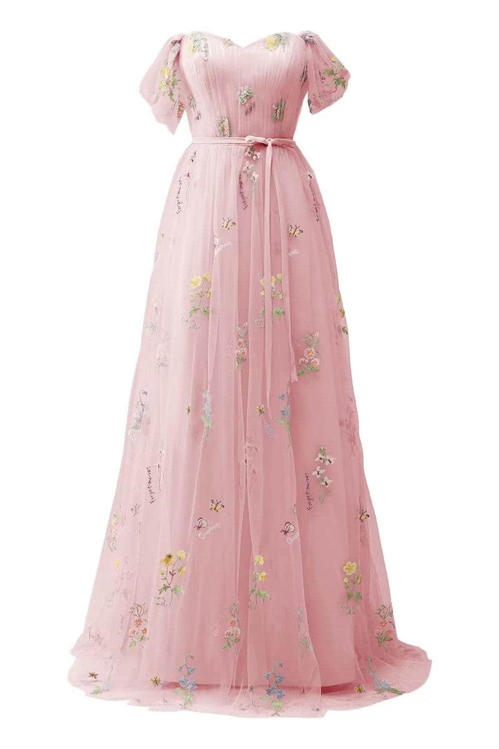 A-Line Floor Length Print Prom Dress CS0443 - COCOMELODY